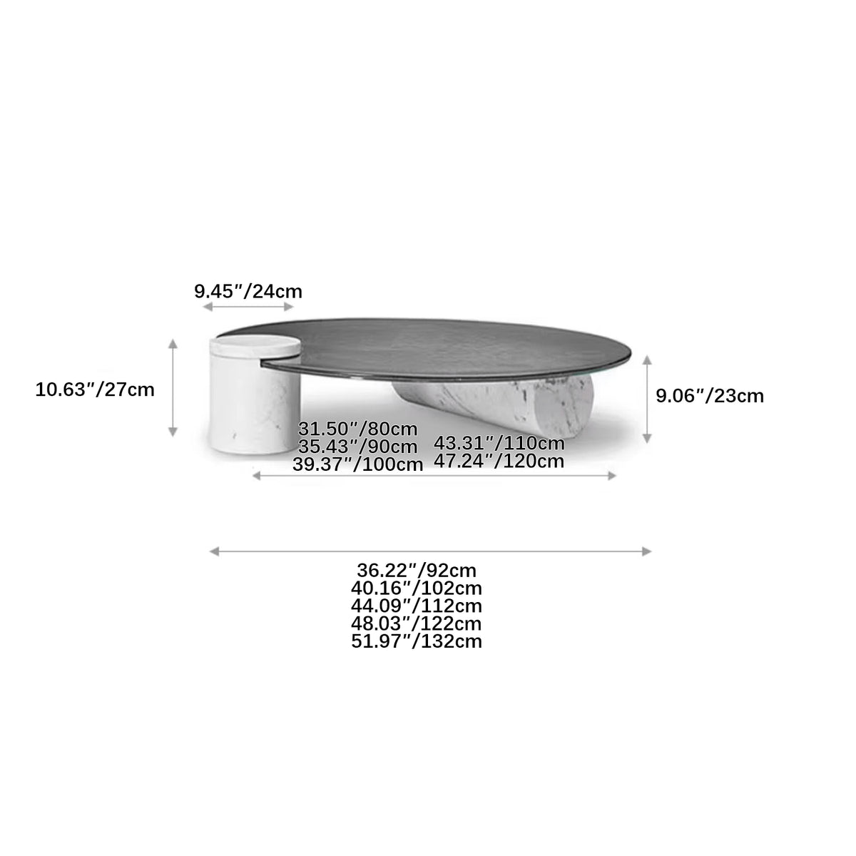 Modern Light Gray Sintered Stone Tea Table - Stylish Living Room Centerpiece yw-198