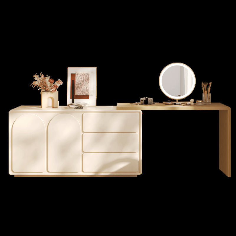 Chic Off White Makeup Table with Natural Wood Finish & Particle Board Construction yw-200