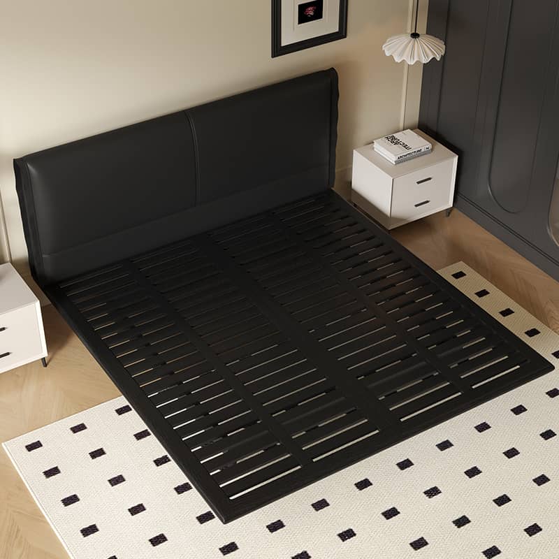 Sleek Black PU Leather Bed with Elegant Wood Frame - Stylish & Durable Design yw-202