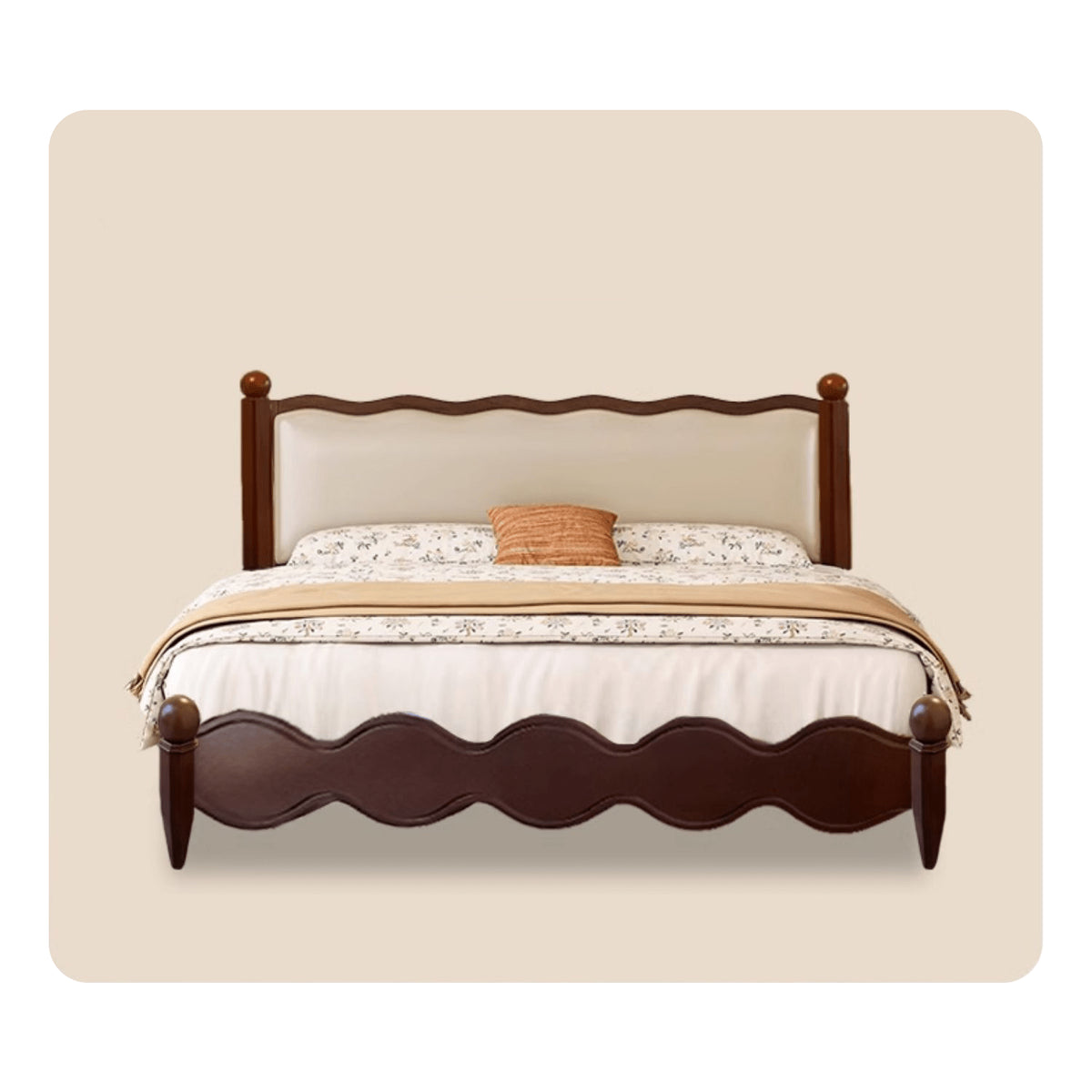 Elegant Bed Frame - Luxurious Brown Walnut Wood Finish yw-205