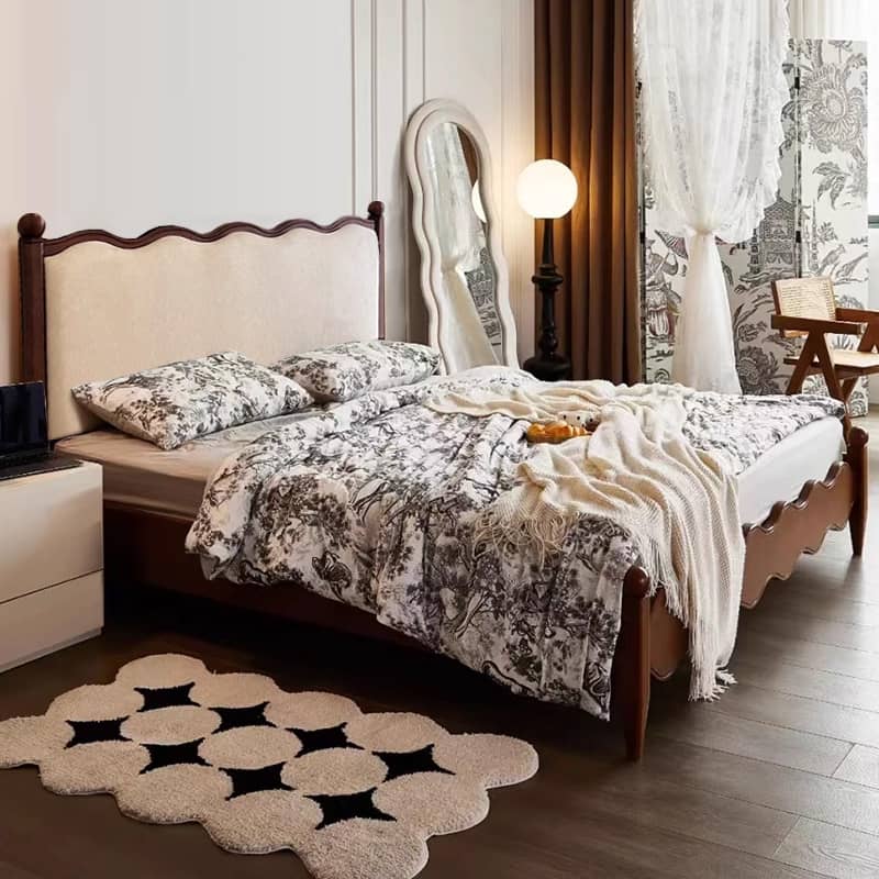 Luxury Brown Walnut Bedside Cupboard - Elegant Nightstand Storage Solution yw-206