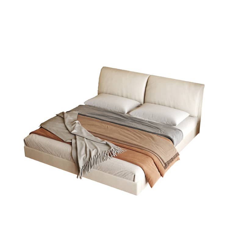 Off White Pine Bed in Premium Techno Fabric for Stylish Comfort yw-208