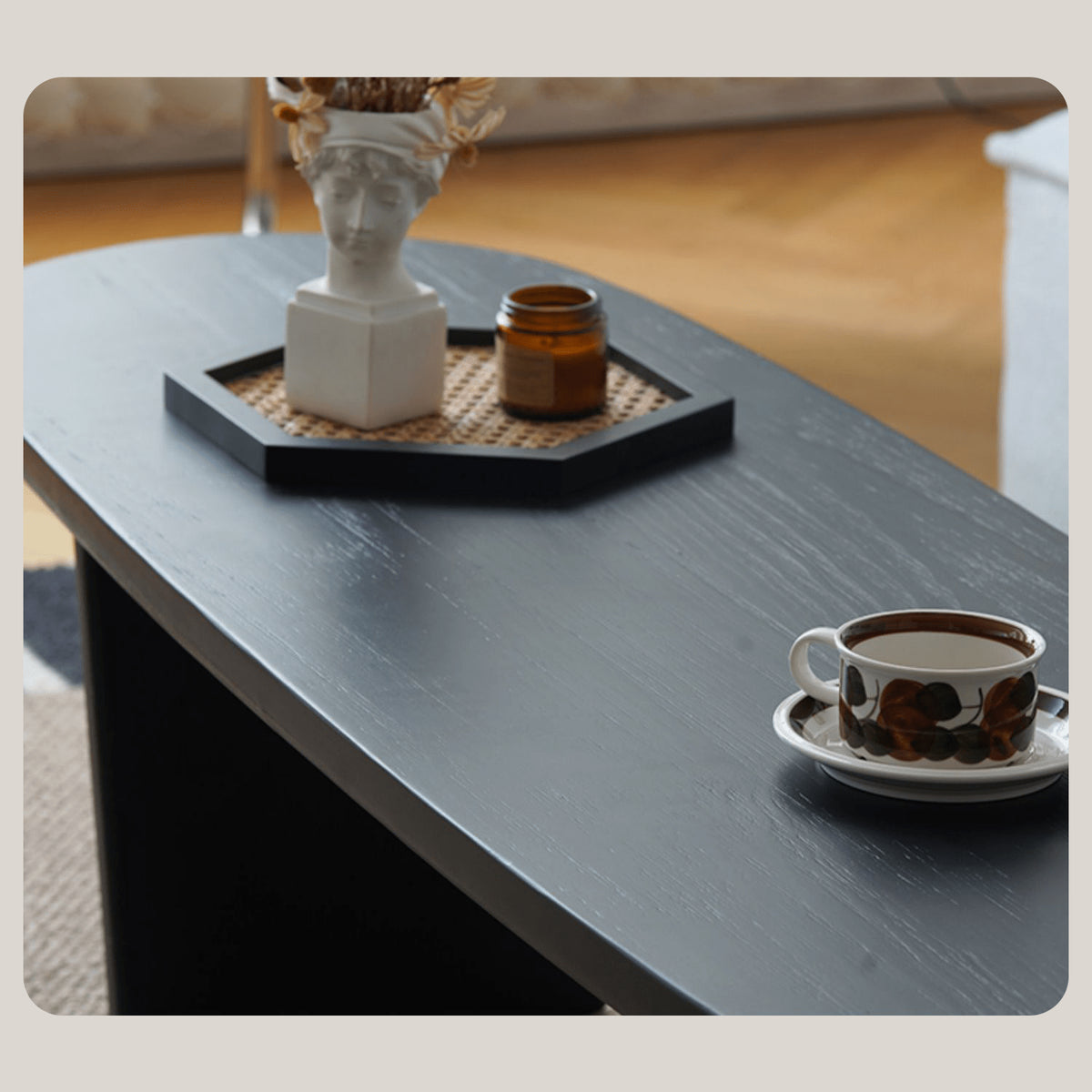 Sleek & Modern Black Wood Tea Table - Perfect for Your Contemporary Living Room Decor yw-210