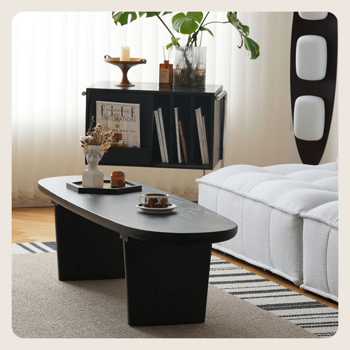 Sleek & Modern Black Wood Tea Table - Perfect for Your Contemporary Living Room Decor yw-210