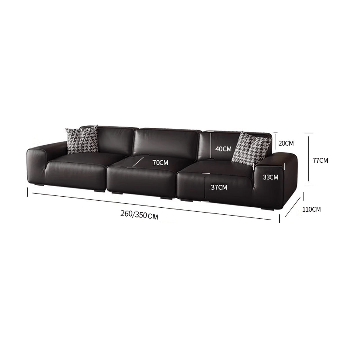 Luxurious White & Black Cowhide Leather Velvet Sofa with Pine Frame yw-216