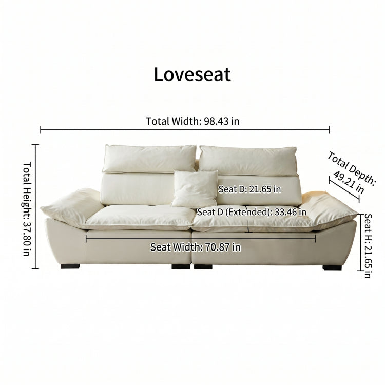 Sailboat-Inspired Fabric Sofa, Off-White Extra-Deep Couch with Solid Wood Frame for Spacious Living Room yw-217