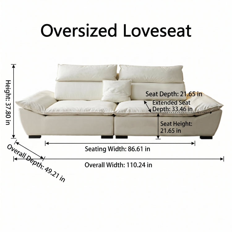 Sailboat-Inspired Fabric Sofa, Off-White Extra-Deep Couch with Solid Wood Frame for Spacious Living Room yw-217