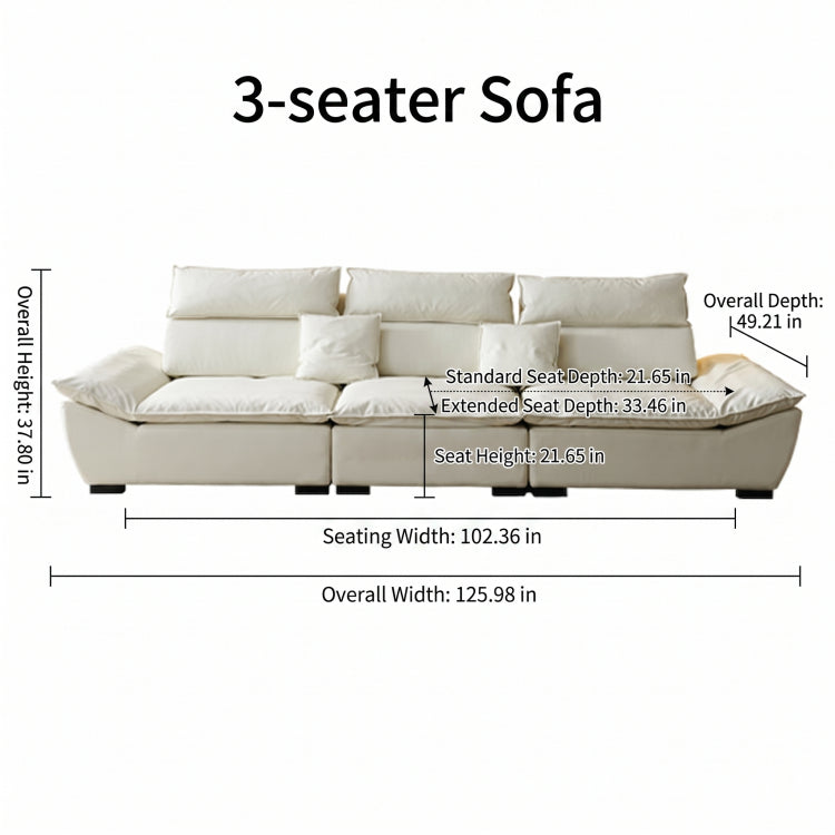 Sailboat-Inspired Fabric Sofa, Off-White Extra-Deep Couch with Solid Wood Frame for Spacious Living Room yw-217