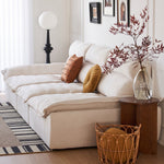 Sailboat-Inspired Fabric Sofa, Off-White Extra-Deep Couch with Solid Wood Frame for Spacious Living Room yw-217