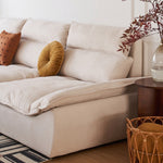 Sailboat-Inspired Fabric Sofa, Off-White Extra-Deep Couch with Solid Wood Frame for Spacious Living Room yw-217