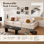 Sailboat-Inspired Fabric Sofa, Off-White Extra-Deep Couch with Solid Wood Frame for Spacious Living Room yw-217