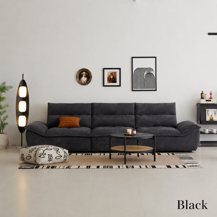 Sailboat-Inspired Fabric Sofa, Off-White Extra-Deep Couch with Solid Wood Frame for Spacious Living Room yw-217