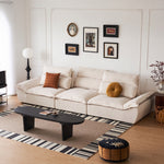 Sailboat-Inspired Fabric Sofa, Off-White Extra-Deep Couch with Solid Wood Frame for Spacious Living Room yw-217