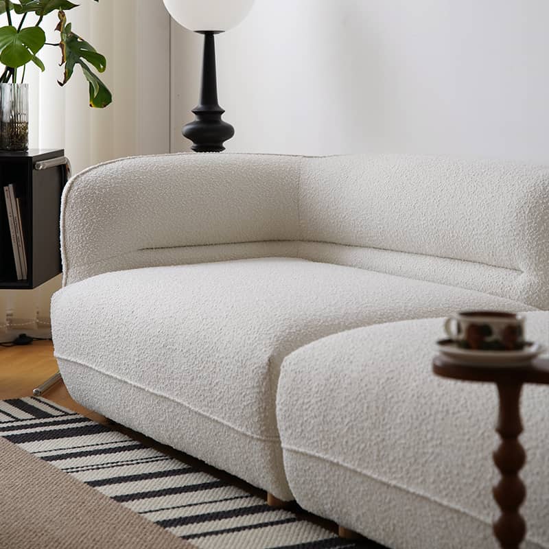 Luxurious White Faux Lambswool Sofa with Pine Wood Frame - Cozy and Elegant yw-219