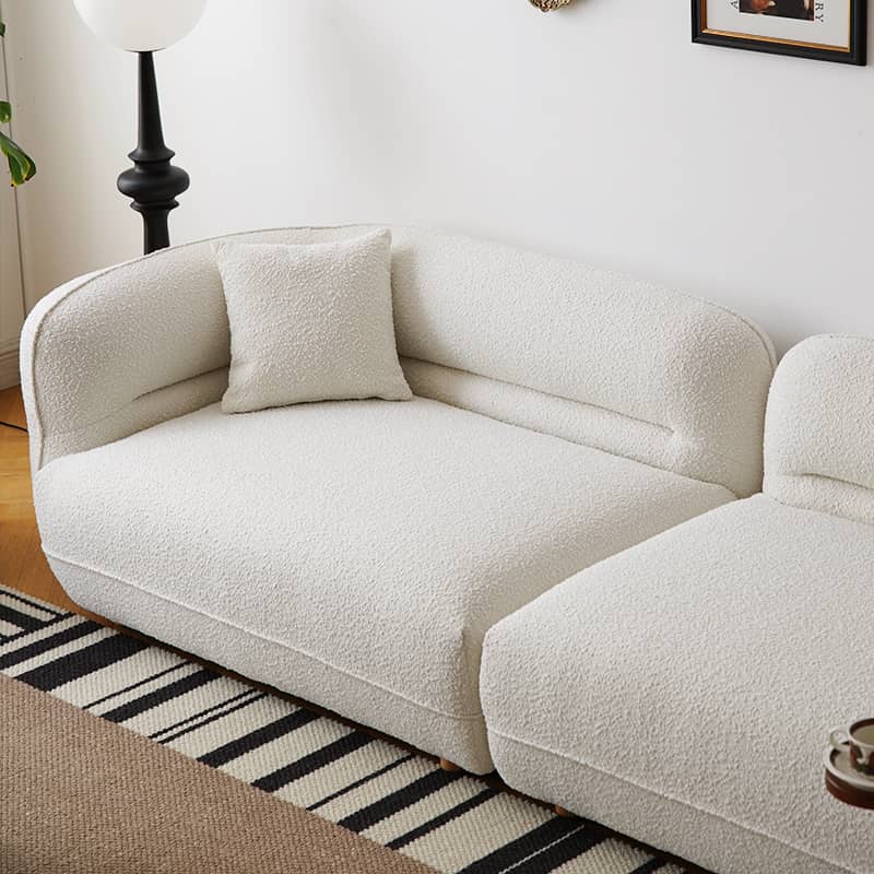 Luxurious White Faux Lambswool Sofa with Pine Wood Frame - Cozy and Elegant yw-219