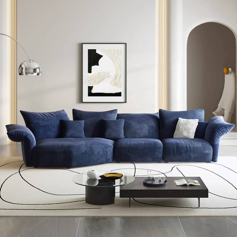 Luxurious Blue & White Pine Velvet Flannel Sofa - Perfect Blend of Style and Comfort yw-225