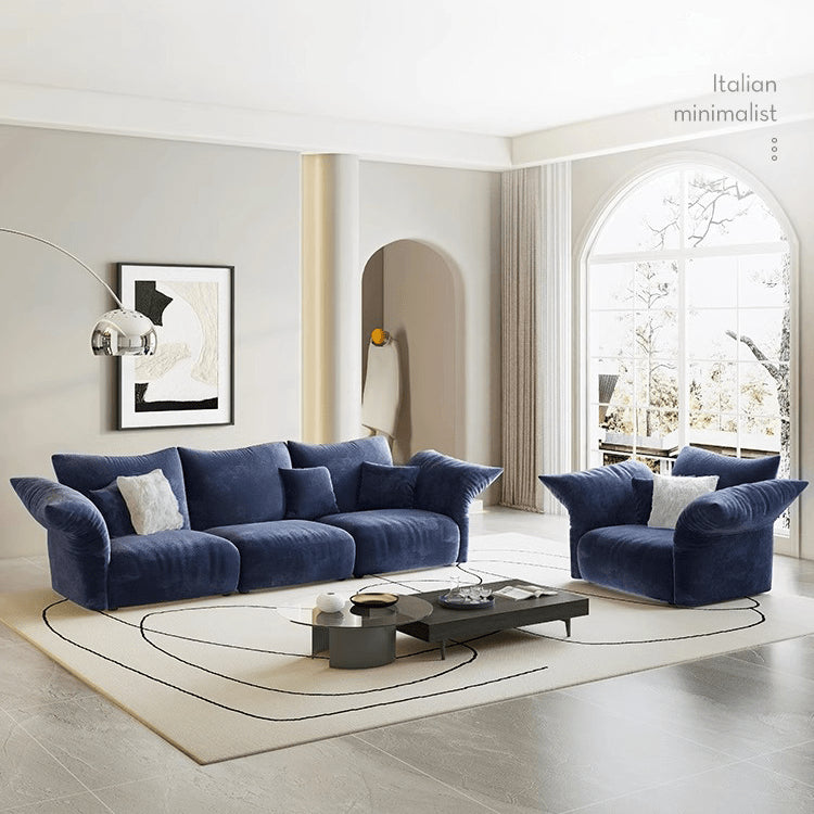 Luxurious Blue & White Pine Velvet Flannel Sofa - Perfect Blend of Style and Comfort yw-225