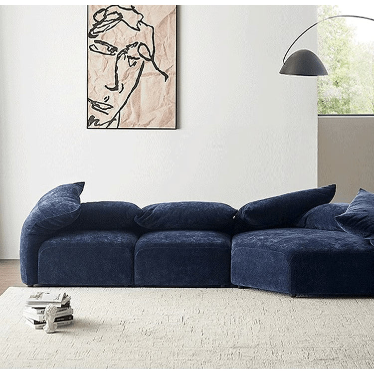 Luxurious Blue & White Pine Velvet Flannel Sofa - Perfect Blend of Style and Comfort yw-225