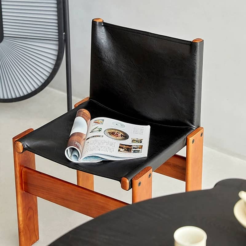 Luxurious Cowhide Leather Chair with Solid Rubberwood Frame - Black & Brown yw-227