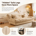 Soft Velvet Sofa Bed, Foldable 2-in-1 Sleeper Couch with Washable Cover, Single/Double Size, Cream Style zf-0429-1