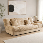 Soft Velvet Sofa Bed, Foldable 2-in-1 Sleeper Couch with Washable Cover, Single/Double Size, Cream Style zf-0429-1