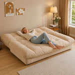 Soft Velvet Sofa Bed, Foldable 2-in-1 Sleeper Couch with Washable Cover, Single/Double Size, Cream Style zf-0429-1