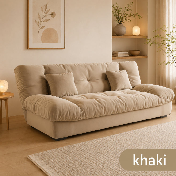 Soft Velvet Sofa Bed, Foldable 2-in-1 Sleeper Couch with Washable Cover, Single/Double Size, Cream Style zf-0429-1
