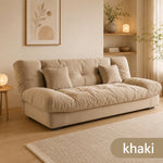 Soft Velvet Sofa Bed, Foldable 2-in-1 Sleeper Couch with Washable Cover, Single/Double Size, Cream Style zf-0429-1