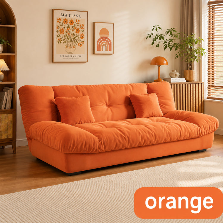 Soft Velvet Sofa Bed, Foldable 2-in-1 Sleeper Couch with Washable Cover, Single/Double Size, Cream Style zf-0429-1