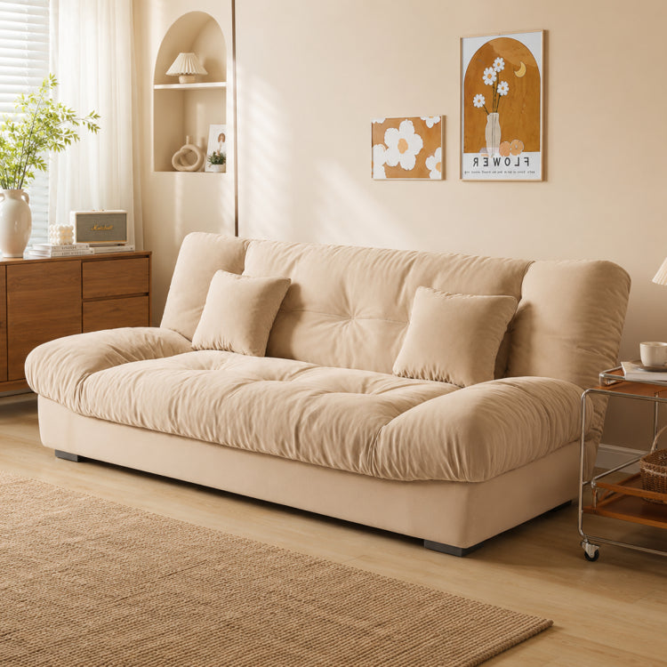 Soft Velvet Sofa Bed, Foldable 2-in-1 Sleeper Couch with Washable Cover, Single/Double Size, Cream Style zf-0429-1