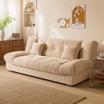 Soft Velvet Sofa Bed, Foldable 2-in-1 Sleeper Couch with Washable Cover, Single/Double Size, Cream Style zf-0429-1