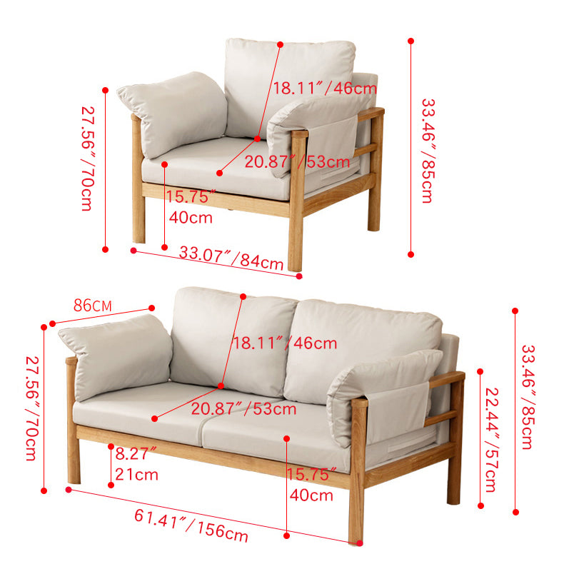 Luxurious Off-White Sofa with Rubber Wood Frame and Cotton-Ramie Blend Upholstery zsjj-106