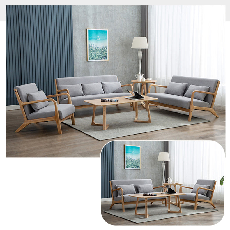 Stylish Gary Off-White Sofa with Blue, Brown, and Green Accents - Durable Rubber Wood Frame and Cotton-Ramie Blend Upholstery zsjj-97