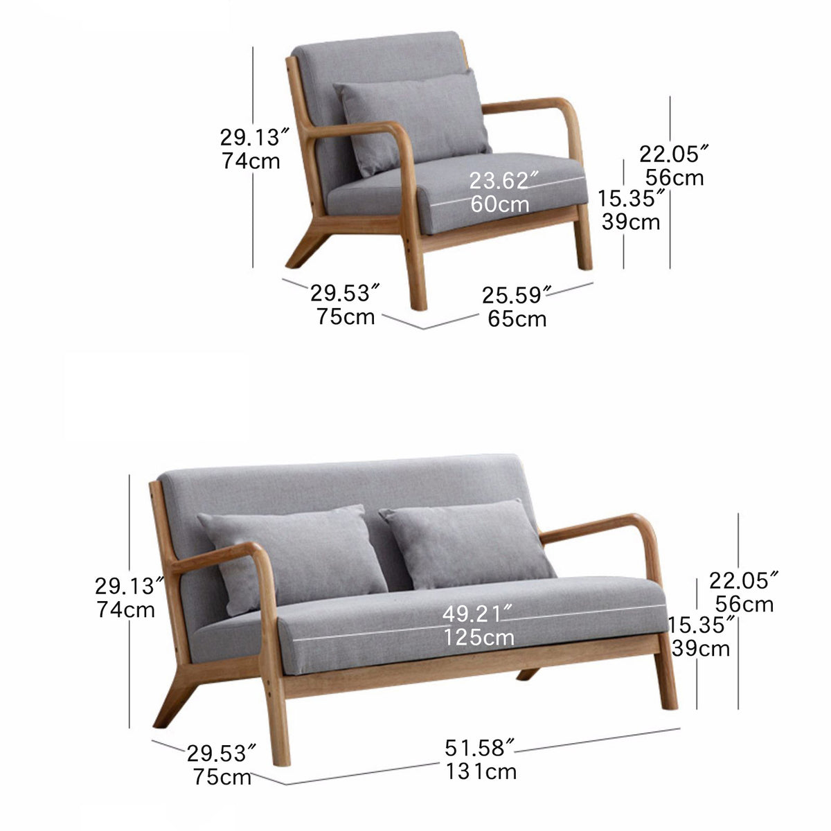 Stylish Gary Off-White Sofa with Blue, Brown, and Green Accents - Durable Rubber Wood Frame and Cotton-Ramie Blend Upholstery zsjj-97