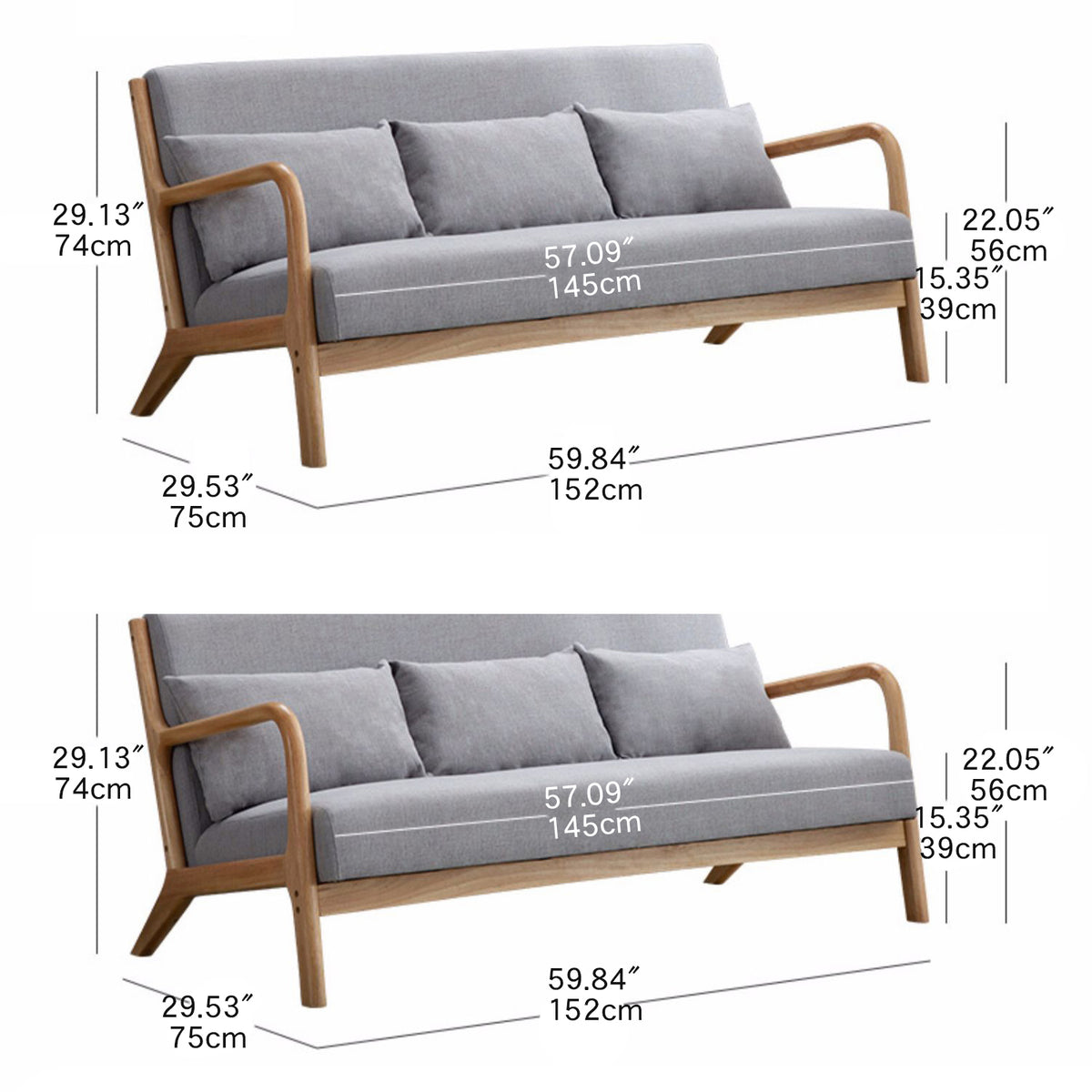 Stylish Gary Off-White Sofa with Blue, Brown, and Green Accents - Durable Rubber Wood Frame and Cotton-Ramie Blend Upholstery zsjj-97