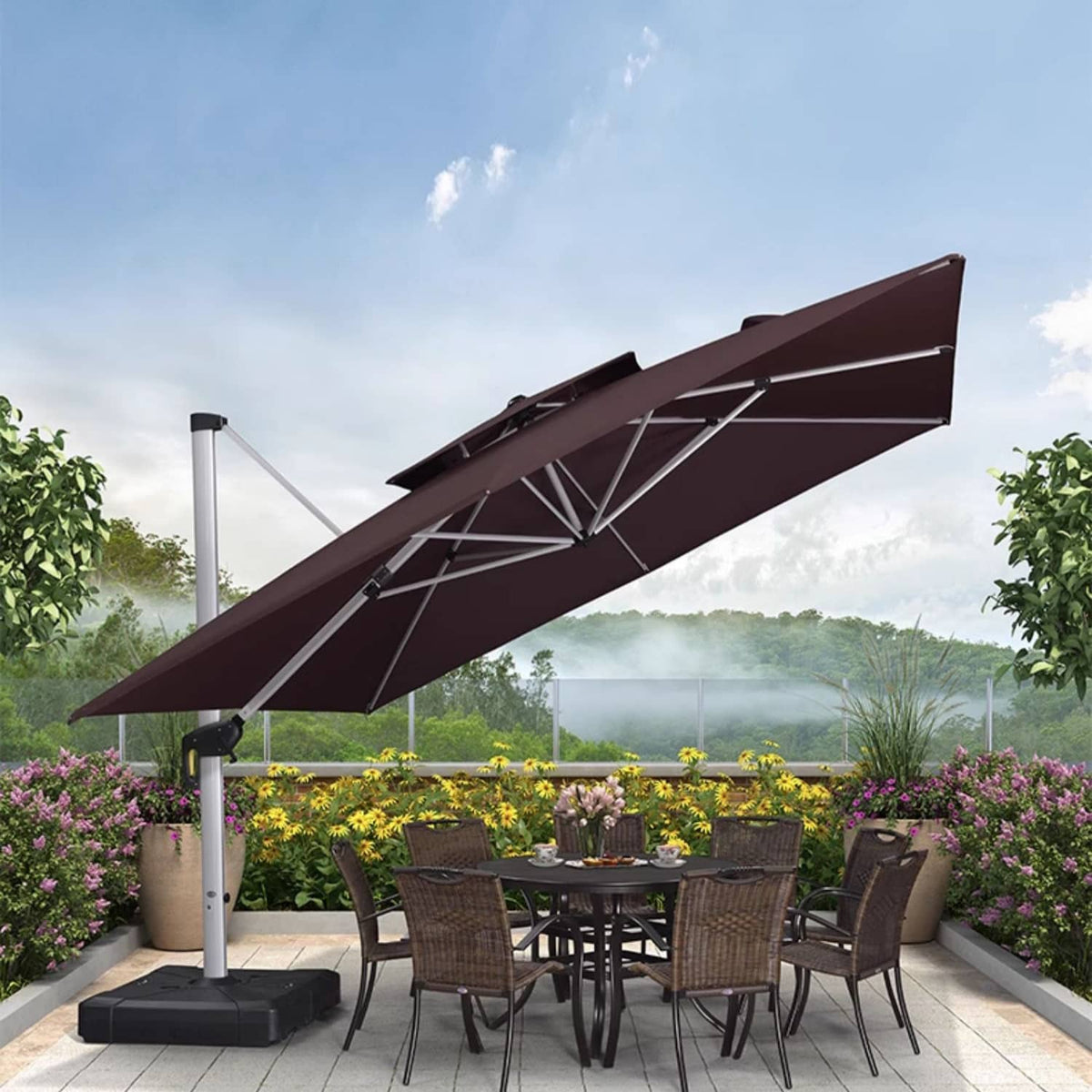 Premium Sunshade with Color-Woven Fabric and Durable Aluminum Alloy Frame zy-024-2