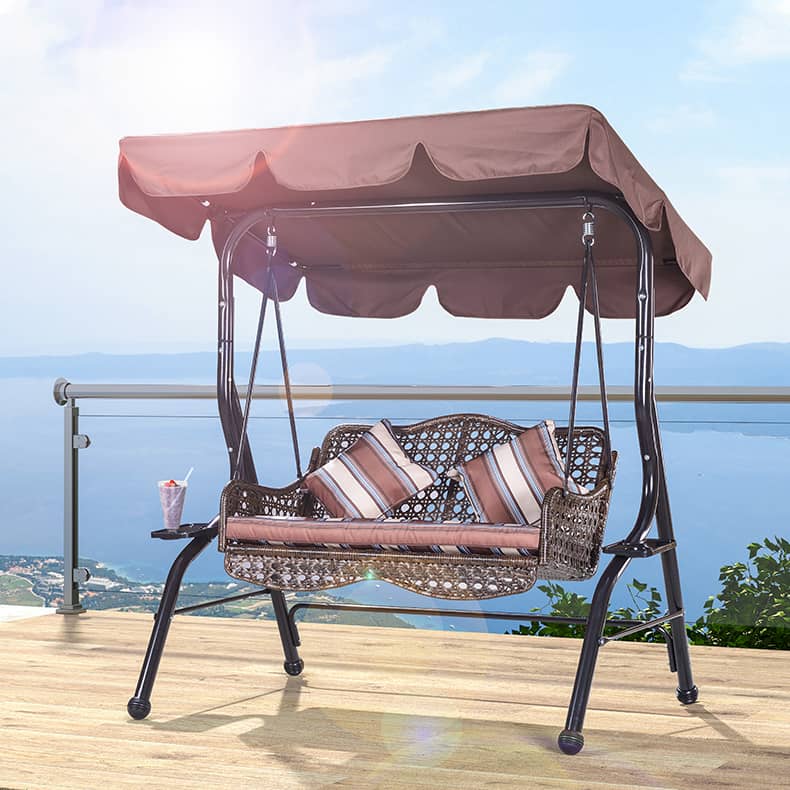 Stylish Outdoor Swing Chair - Comfortable Brown PE Rattan Hammock for Patio & Garden zy-026