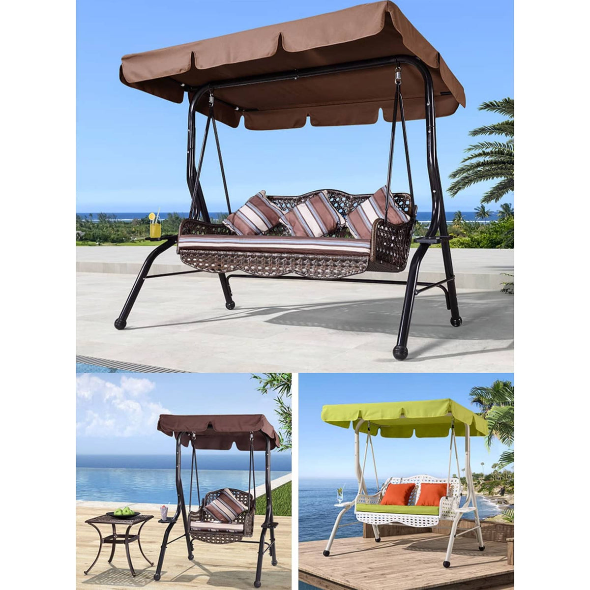 Stylish Outdoor Swing Chair - Comfortable Brown PE Rattan Hammock for Patio & Garden zy-026