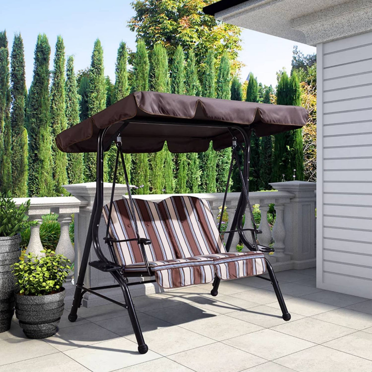 Stylish Outdoor Swing Chair - Comfortable Brown PE Rattan Hammock for Patio & Garden zy-026