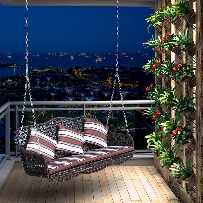 Stylish Outdoor Swing Chair - Comfortable Brown PE Rattan Hammock for Patio & Garden zy-026