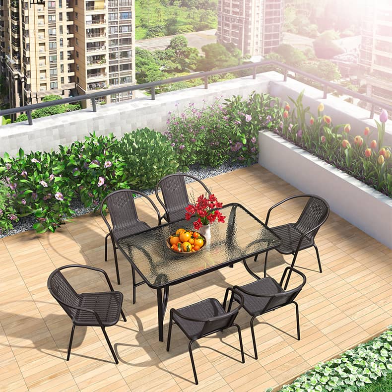 Stylish Black PE Rattan Table with Durable Galvanized Steel Frame zy-027-1