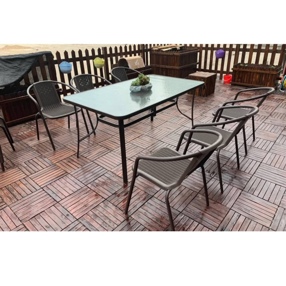 Stylish Black PE Rattan Table with Durable Galvanized Steel Frame zy-027-1