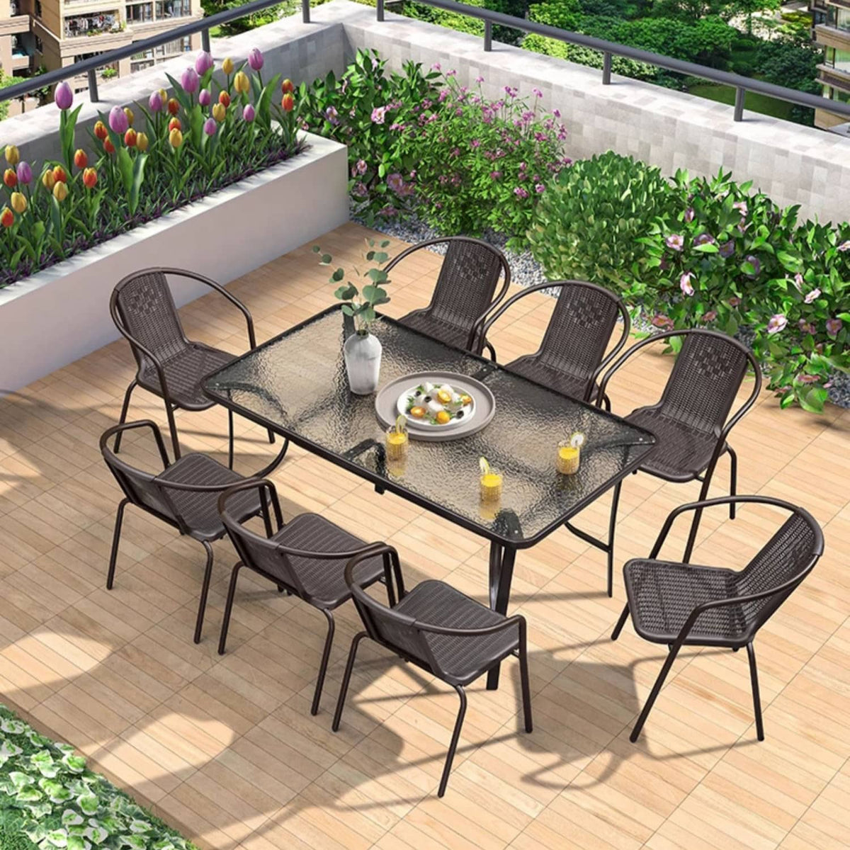 Stylish Black PE Rattan Table with Durable Galvanized Steel Frame zy-027-1