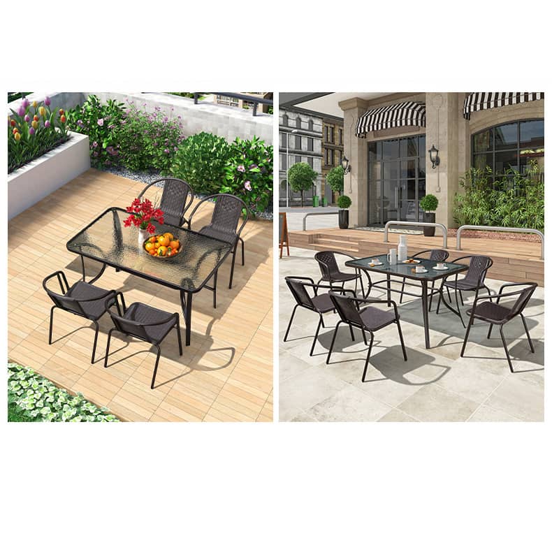 Stylish Black PE Rattan Table with Durable Galvanized Steel Frame zy-027-1