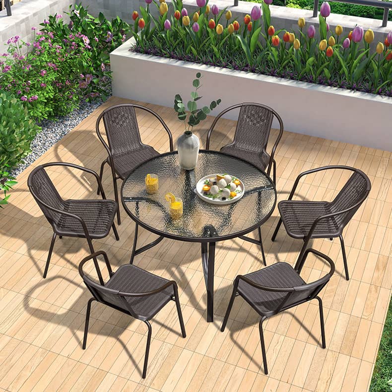 Stylish Black PE Rattan Table with Durable Galvanized Steel Frame zy-027-1