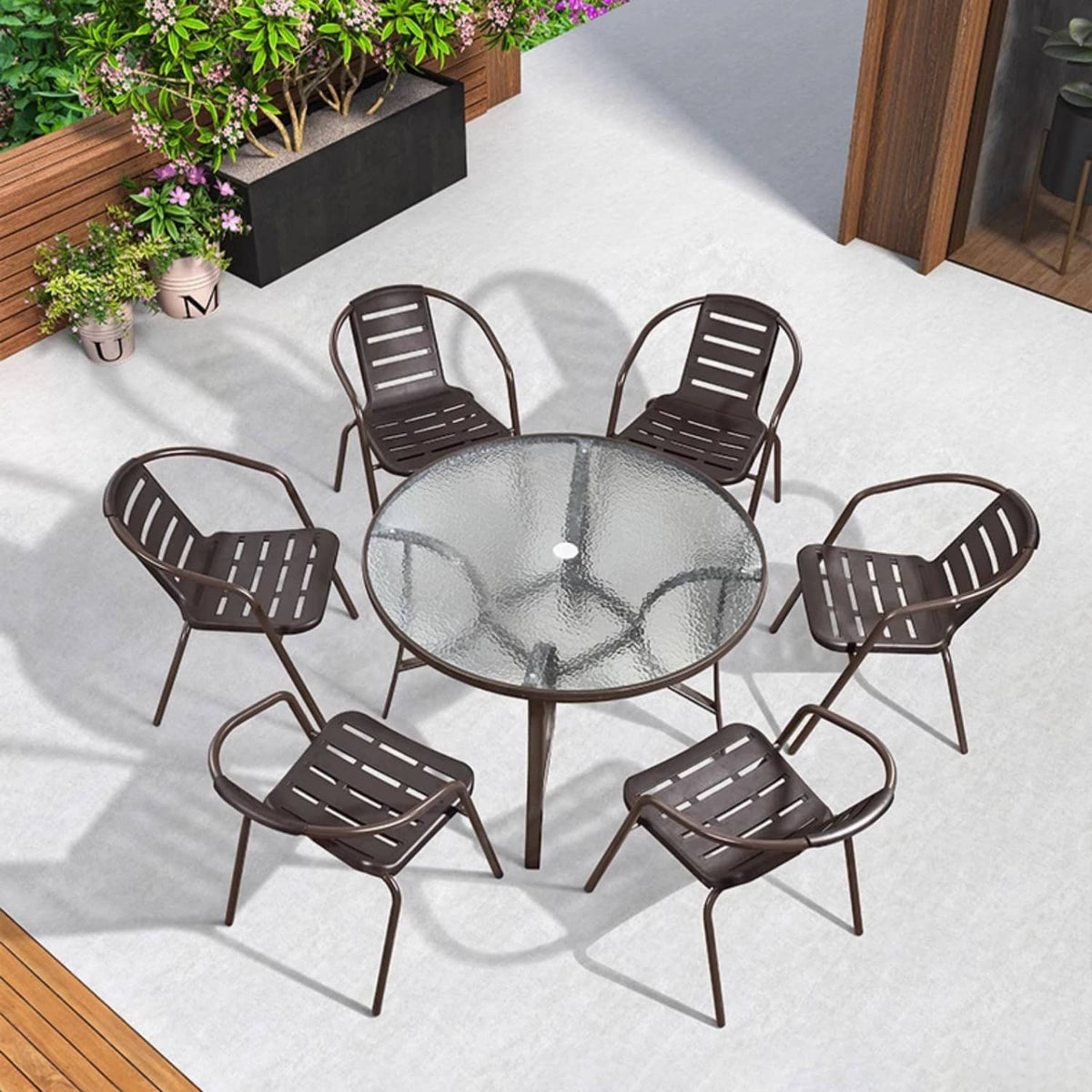 Elegant Dark Brown PE Rattan Table with Sturdy Galvanized Steel Frame zy-029