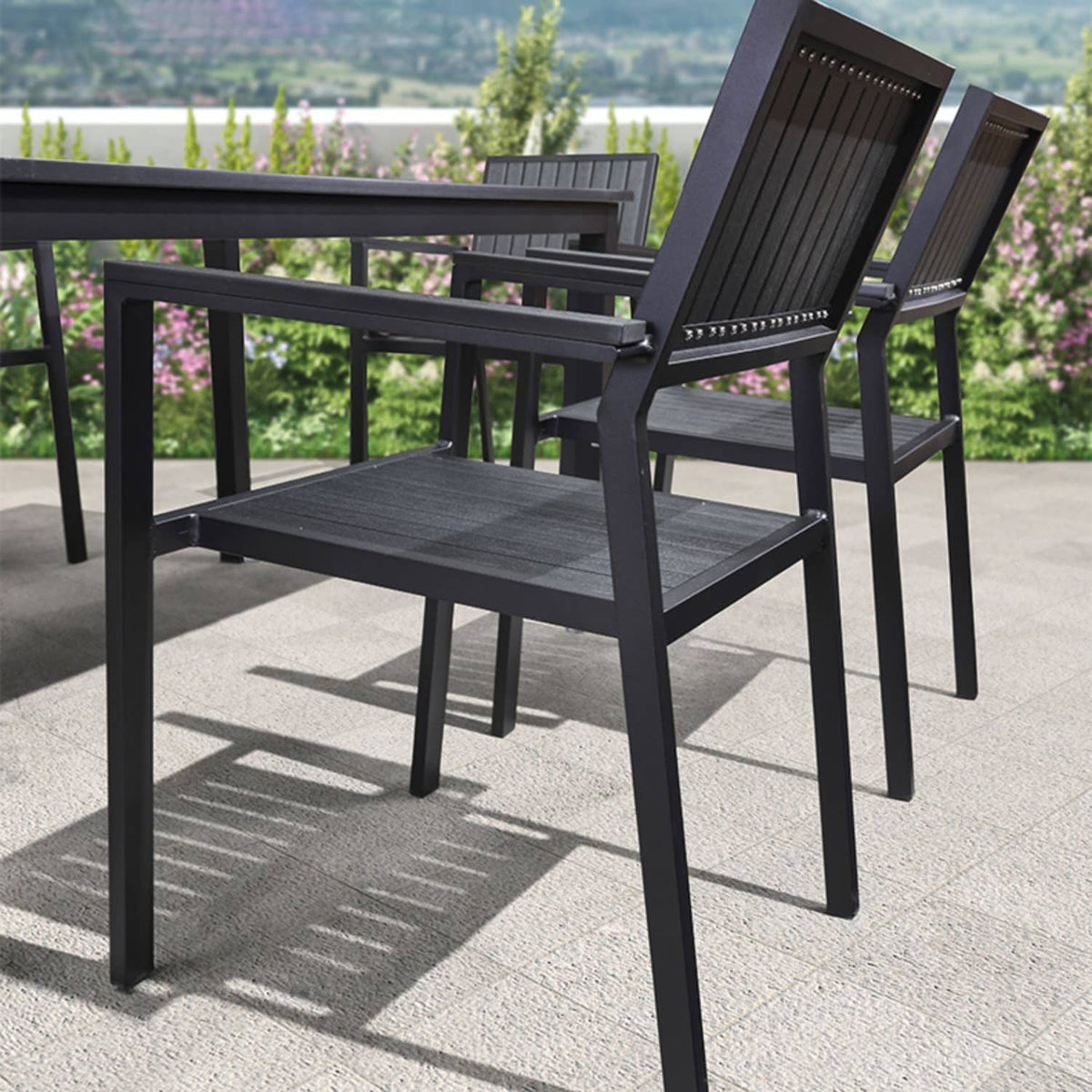 Durable Black WPC Table with Sleek Modern Design for Outdoor and Indoor Use zy-034