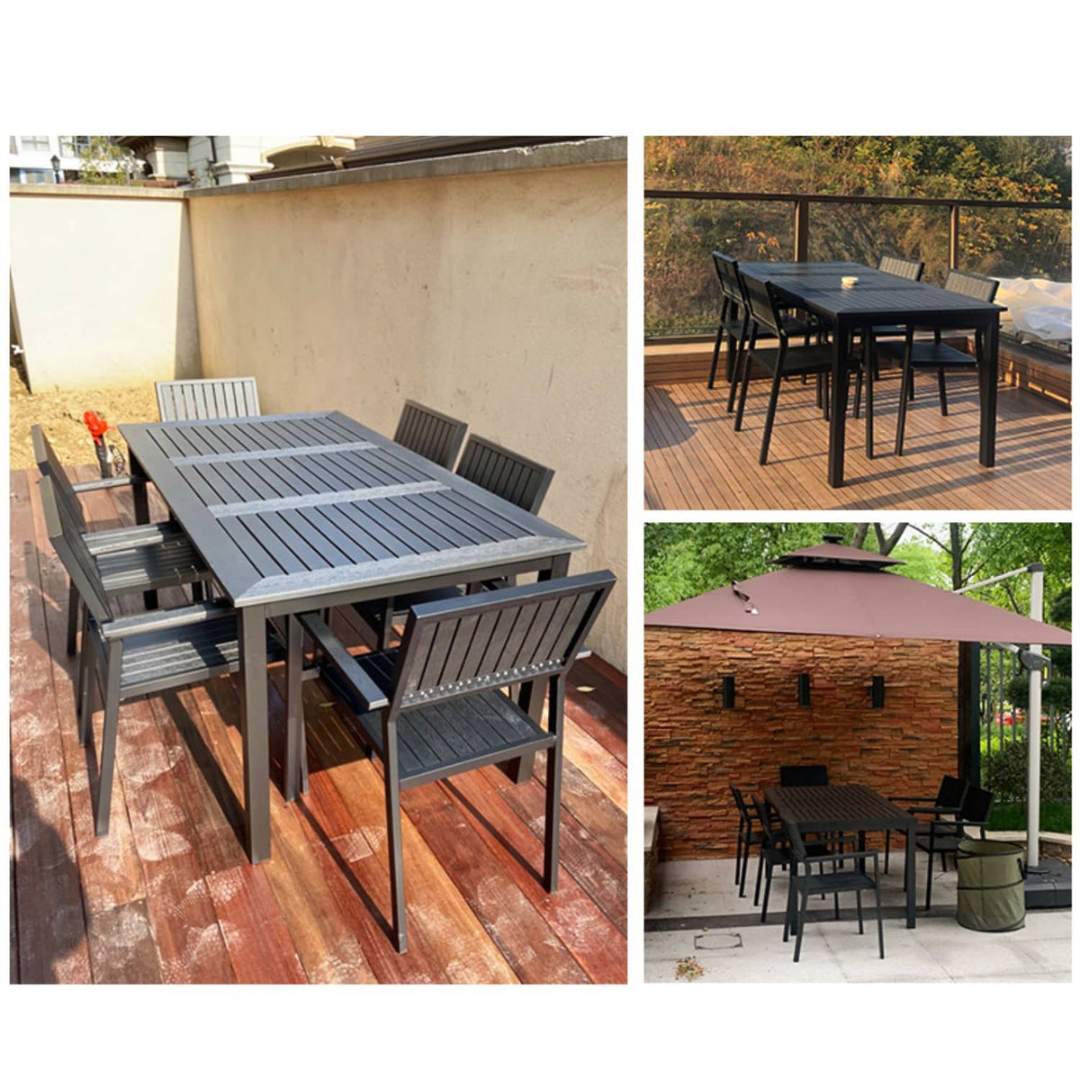 Durable Black WPC Table with Sleek Modern Design for Outdoor and Indoor Use zy-034