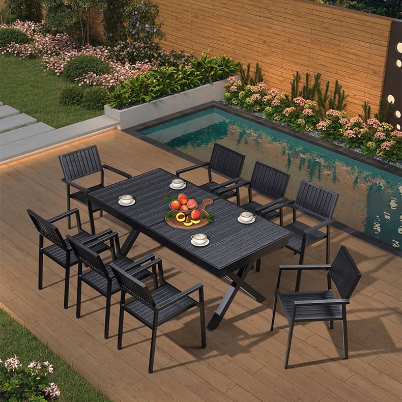 Durable Black WPC Table with Sleek Modern Design for Outdoor and Indoor Use zy-034