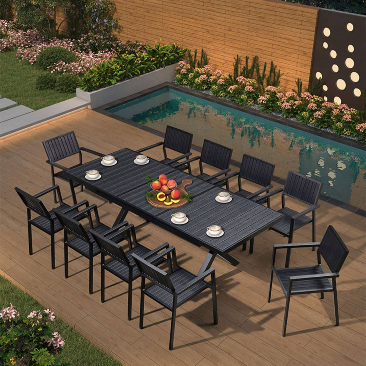 Durable Black WPC Table with Sleek Modern Design for Outdoor and Indoor Use zy-034